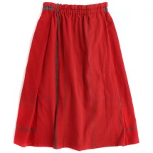 タマキニイメ　ぽわんスカート　織り　ウエストゴム　赤系　綿100% 日本製 powan skirt | tamaki niime