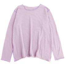 お値下げ　タマキニイメ　くるhoso 紫色 ストライプ 長袖 トップス nuime くる hoso | tamaki niime