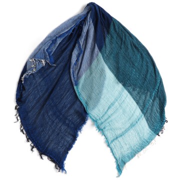 USEDタマキニイメ　basic twotone shawl 綿100% ブルー basic two tone shawl | tamaki niime